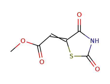 Molecular Structure of 41270-57-9 (Acetic acid, (2,4-dioxo-5-thiazolidinylidene)-, methyl ester)