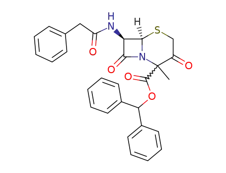 (6<i>R</i>)-2-methyl-3,8-dioxo-7<i>t</i>-(2-phenyl-acetylamino)-(6<i>r</i><i>H</i>)-5-thia-1-aza-bicyclo[4.2.0]octane-2ξ-carboxylic acid benzhydryl ester