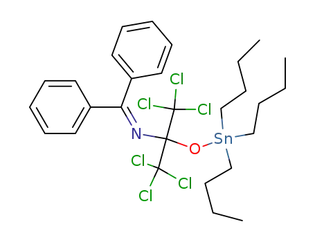 Molecular Structure of 34982-57-5 ((C<sub>4</sub>H<sub>9</sub>)3SnOC(CCl<sub>3</sub>)2NC(C<sub>6</sub>H<sub>5</sub>)2)