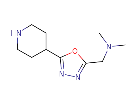 Molecular Structure of 949100-23-6 (N,N-dimethyl-1-(5-(piperidin-4-yl)-1,3,4-oxadiazol-2-yl)methanamine)