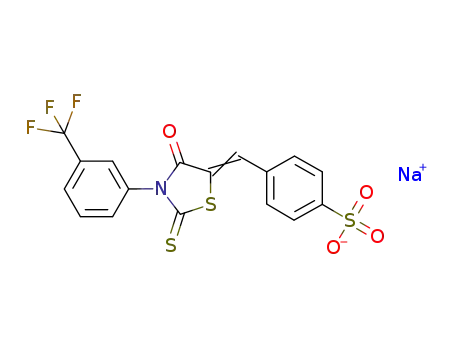 Molecular Structure of 1073612-80-2 (sodium 4-((4-oxo-2-thioxo-3-(3-(trifluoromethyl)phenyl)thiazolidin-5-ylidene)methyl)benzenesulfonate)