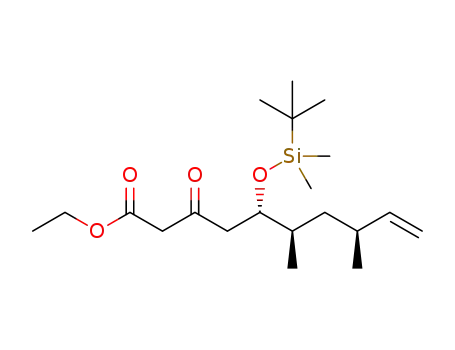 Molecular Structure of 1314123-88-0 ((5S,6R,8S)-ethyl 5-(tert-butyldimethylsilyloxy)-6,8-dimethyl-3-oxodec-9-enoate)