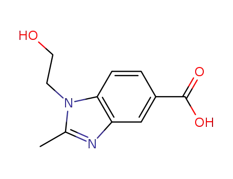 Molecular Structure of 279227-02-0 (1-(2-HYDROXY-ETHYL)-2-METHYL-1H-BENZOIMIDAZOLE-5-CARBOXYLIC ACID)