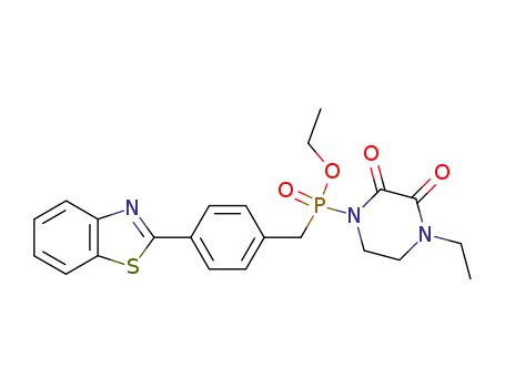 Molecular Structure of 127881-48-5 ((4-Benzothiazol-2-yl-benzyl)-(4-ethyl-2,3-dioxo-piperazin-1-yl)-phosphinic acid ethyl ester)