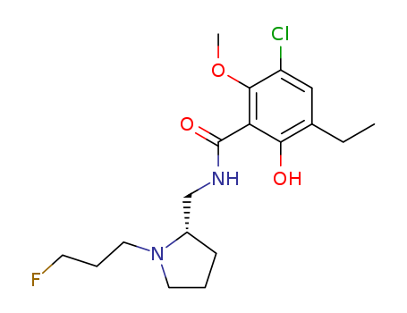 130485-90-4,Benzamide,3-chloro-5-ethyl-N-[[(2S)-1-(3-fluoropropyl)-2-pyrrolidinyl]methyl]-6-hydroxy-2-methoxy-,Benzamide,3-chloro-5-ethyl-N-[[1-(3-fluoropropyl)-2-pyrrolidinyl]methyl]-6-hydroxy-2-methoxy-,(S)-; NCQ 135