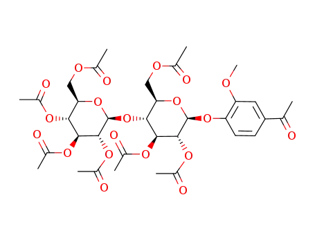 1-{3-methoxy-4-[<i>O</i><sup>2</sup>,<i>O</i><sup>3</sup>,<i>O</i><sup>6</sup>-triacetyl-<i>O</i><sup>4</sup>-(tetra-<i>O</i>-acetyl-β-D-glucopyranosyl)-β-D-glucopyranosyloxy]-phenyl}-ethanone