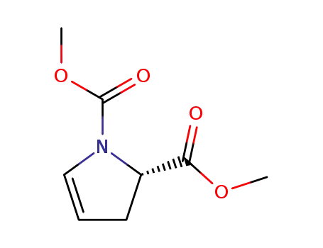 Molecular Structure of 83487-05-2 (1H-Pyrrole-1,2-dicarboxylic acid, 2,3-dihydro-, dimethyl ester, (S)-)
