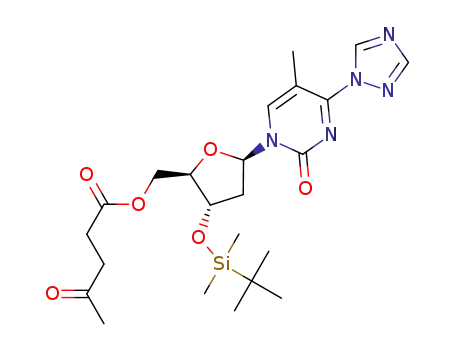 Molecular Structure of 942223-82-7 (4-(1,2,4-triazol-1-yl)-5'-O-levulinyl-3'-O-tert-butyldimethylsilylthymidine)