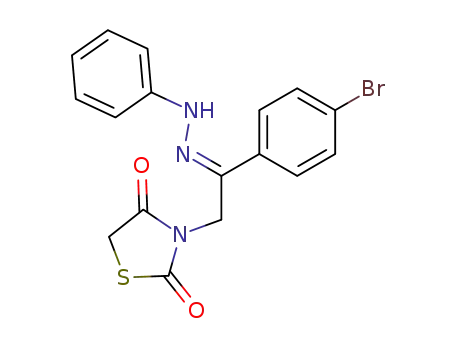 Molecular Structure of 88419-15-2 (2,4-Thiazolidinedione, 3-[2-(4-bromophenyl)-2-(phenylhydrazono)ethyl]-,
(E)-)