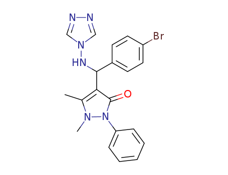 Molecular Structure of 89969-58-4 (3H-Pyrazol-3-one,
4-[(4-bromophenyl)(4H-1,2,4-triazol-4-ylamino)methyl]-1,2-dihydro-1,5-
dimethyl-2-phenyl-)