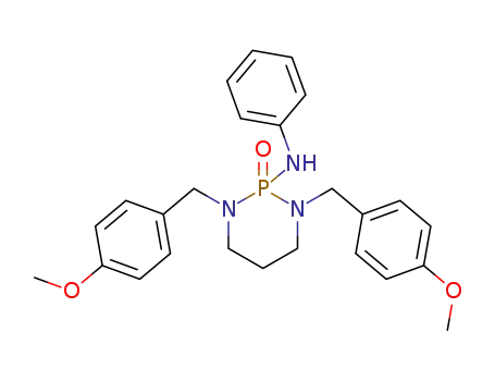 Molecular Structure of 1060-41-9 (1,3-bis(4-methoxybenzyl)-N-phenyl-1,3,2-diazaphosphinan-2-amine 2-oxide)
