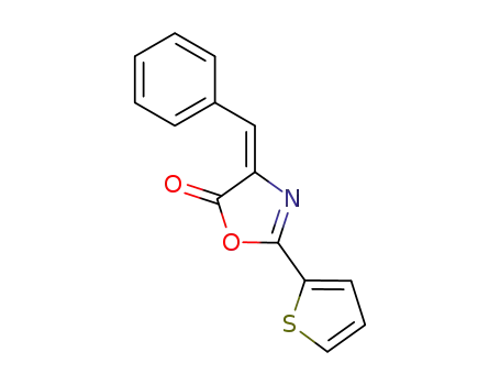 Molecular Structure of 72978-96-2 (5(4H)-Oxazolone, 4-(phenylmethylene)-2-(2-thienyl)-)