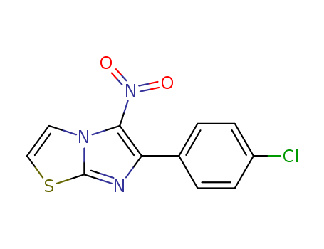 106671-89-0,5-Nitro-6-p-chlorophenylimidazo(2,1-b)thiazole,Imidazo(2,1-b)thiazole, 6-(p-chlorophenyl)-5-nitro-; 6-(p-Chlorophenyl)-5-nitroimidazo(2,1-b)thiazole; BRN 1082443; CCRIS 2486; 6-(4-Chlorophenyl)-5-nitroimidazo(2,1-b)thiazole; 6-(4-chlorophenyl)-5-nitroimidazo[2,1-b][1,3]thiazole