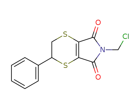 Molecular Structure of 59162-67-3 (5H-1,4-Dithiino[2,3-c]pyrrole-5,7(6H)-dione,
6-(chloromethyl)-2,3-dihydro-2-phenyl-)
