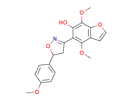 Molecular Structure of 61340-53-2 (6-Benzofuranol,
5-[4,5-dihydro-5-(4-methoxyphenyl)-3-isoxazolyl]-4,7-dimethoxy-)