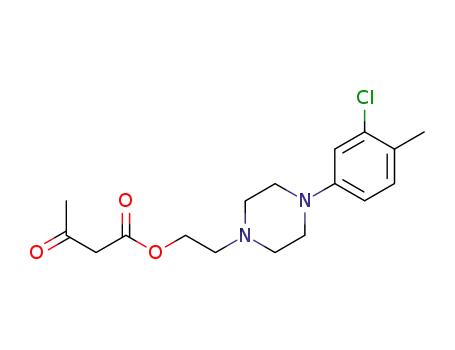 Molecular Structure of 90096-30-3 (Butanoic acid, 3-oxo-, 2-[4-(3-chloro-4-methylphenyl)-1-piperazinyl]ethyl
ester)