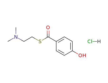 Molecular Structure of 110386-72-6 (Benzenecarbothioic acid, 4-hydroxy-, S-[2-(dimethylamino)ethyl] ester,
hydrochloride)