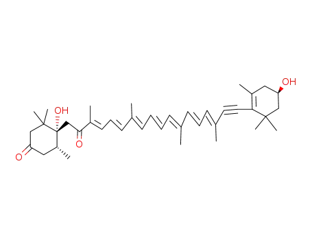 Molecular Structure of 50906-60-0 ((3R,5'R,6'R)-7,8-Didehydro-5',6',7',8'-tetrahydro-3,6'-dihydroxy-β,β-carotene-3',8'-dione)
