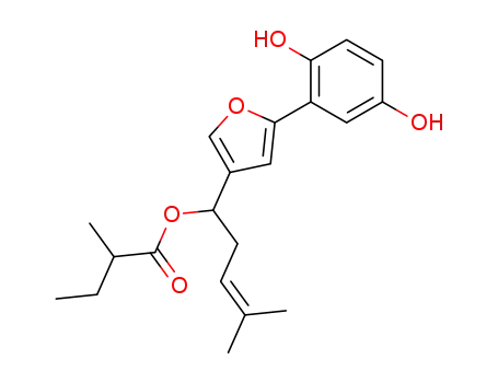 Molecular Structure of 85022-65-7 ([1-[5-(2,5-Dihydroxyphenyl)-3-furanyl]-4-methyl-3-penten-1-yl]2-methylbutanoate)