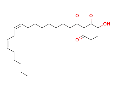 Molecular Structure of 94497-65-1 (1,3-Cyclohexanedione, 4-hydroxy-2-(1-oxo-9,12-octadecadienyl)-,
(Z,Z)-)