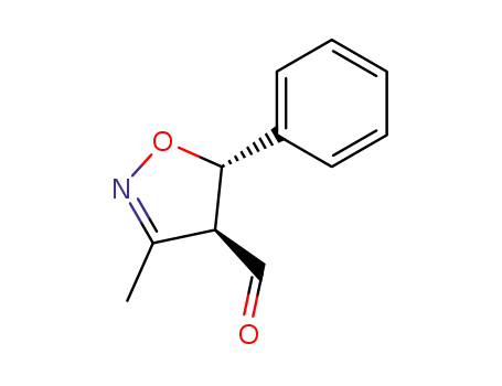 Molecular Structure of 89479-65-2 (4-Isoxazolecarboxaldehyde, 4,5-dihydro-3-methyl-5-phenyl-, trans-)