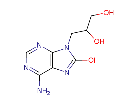 Molecular Structure of 69369-05-7 (8H-Purin-8-one, 6-amino-9-(2,3-dihydroxypropyl)-7,9-dihydro-)