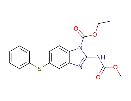 Molecular Structure of 58521-88-3 (2-Methoxycarbonylamino-5-phenylsulfanyl-benzoimidazole-1-carboxylic acid ethyl ester)