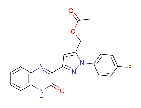 Molecular Structure of 105291-56-3 (2(1H)-Quinoxalinone,
3-[5-[(acetyloxy)methyl]-1-(4-fluorophenyl)-1H-pyrazol-3-yl]-)