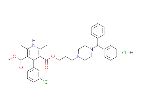 3,5-Pyridinedicarboxylic acid,
4-(3-chlorophenyl)-1,4-dihydro-2,6-dimethyl-,
3-[4-(diphenylmethyl)-1-piperazinyl]propyl methyl ester, dihydrochloride