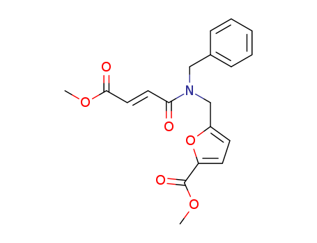Molecular Structure of 130760-58-6 (2-Furancarboxylic acid,
5-[[(4-methoxy-1,4-dioxo-2-butenyl)(phenylmethyl)amino]methyl]-, methyl
ester, (E)-)