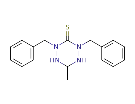 Molecular Structure of 87774-07-0 (1,2,4,5-Tetrazine-3(2H)-thione,
tetrahydro-6-methyl-2,4-bis(phenylmethyl)-)