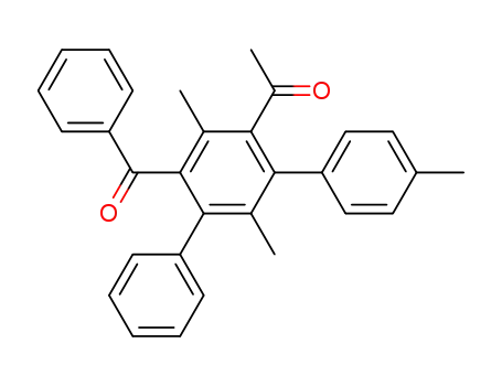 Molecular Structure of 80948-34-1 (Ethanone, 1-(6'-benzoyl-2',4'',5'-trimethyl[1,1':3',1''-terphenyl]-4'-yl)-)