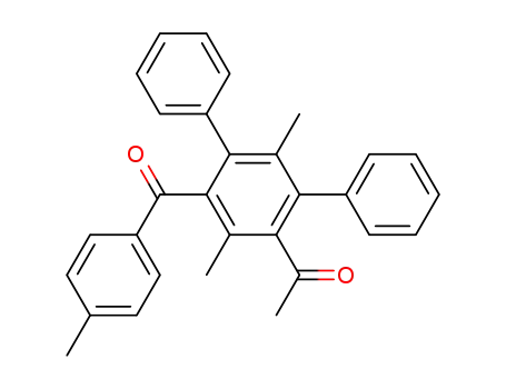 Molecular Structure of 80948-39-6 (Ethanone,
1-[2',5'-dimethyl-6'-(4-methylbenzoyl)[1,1':3',1''-terphenyl]-4'-yl]-)