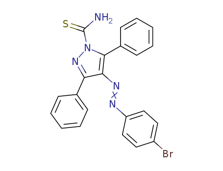 24743-48-4,4-[(E)-(4-bromophenyl)diazenyl]-3,5-diphenyl-1H-pyrazole-1-carbothioamide,1H-Pyrazole-1-carbothioamide,4-[(4-bromophenyl)azo]-3,5-diphenyl- (9CI); Pyrazole-1-carboxamide,4-[(p-bromophenyl)azo]-3,5-diphenylthio- (8CI);4-[(p-Bromophenyl)azo]-3,5-diphenyl-1-(thiocarbamoyl)pyrazole; NSC 128644