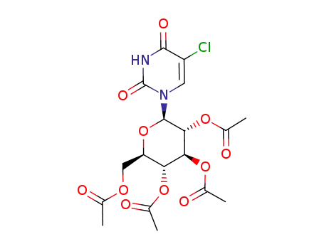Molecular Structure of 379218-39-0 (5-chloro-1-(2,3,4,6-tetra-O-acetyl-β-D-gluco-hexopyranosyl)uracil)