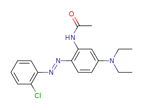 Molecular Structure of 105565-54-6 (Acetamide, N-[2-[(2-chlorophenyl)azo]-5-(diethylamino)phenyl]-)