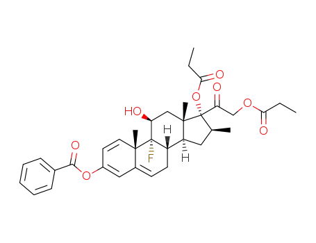 Molecular Structure of 82926-64-5 (9α-fluoro-3,11β,17α,21-tetrahydroxy-16β-methyl-1,3,5-pregnatriene-20-one 3-benzoate 17,21-dipropionate)