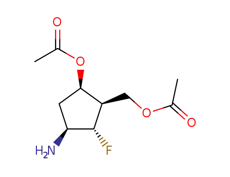 Molecular Structure of 146365-22-2 ((-)-(1S,2S,3R,4R)-4-Acetoxy-3-acetoxymethyl-2-fluorocyclopentylamine)