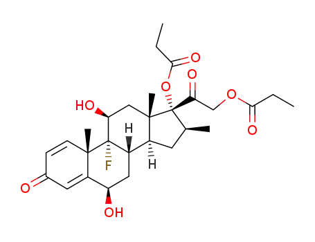 Molecular Structure of 72559-81-0 (9α-fluoro-6β,11β,17α,21-tetrahydroxy-16β-methyl-1,4-pregnadiene-3,20-dione 17,21-dipropionate)