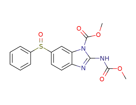 Molecular Structure of 104663-22-1 (6-Benzenesulfinyl-2-methoxycarbonylamino-benzoimidazole-1-carboxylic acid methyl ester)