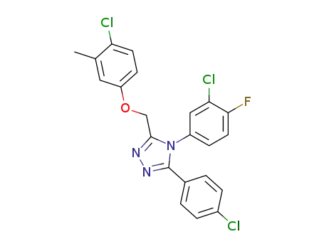 Molecular Structure of 141079-18-7 (4-(3-chloro-4-fluorophenyl)-3-[(4-chloro-3-methylphenoxy)methyl]-5-(4-chlorophenyl)-4H-1,2,4-triazole)