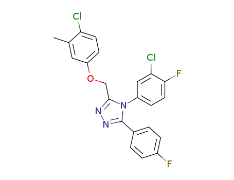 Molecular Structure of 141079-19-8 (4-(3-chloro-4-fluorophenyl)-3-[(4-chloro-3-methylphenoxy)methyl]-5-(4-fluorophenyl)-4H-1,2,4-triazole)
