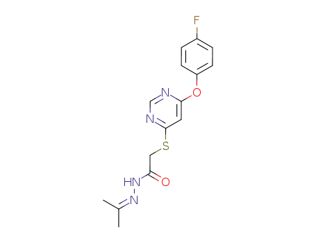 Molecular Structure of 137927-78-7 (((6-(4-Fluorophenoxy)-4-pyrimidinyl)thio)acetic acid (1-methylethylidene)hydrazide)