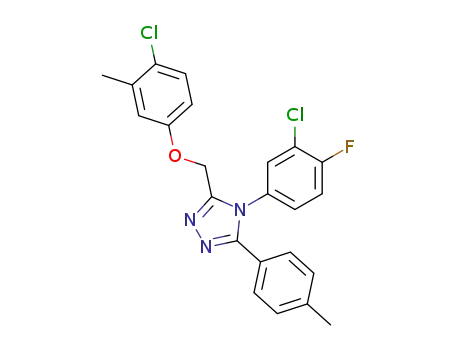 Molecular Structure of 141079-16-5 (4-(3-chloro-4-fluorophenyl)-3-[(4-chloro-3-methylphenoxy)methyl]-5-(4-methylphenyl)-4H-1,2,4-triazole)