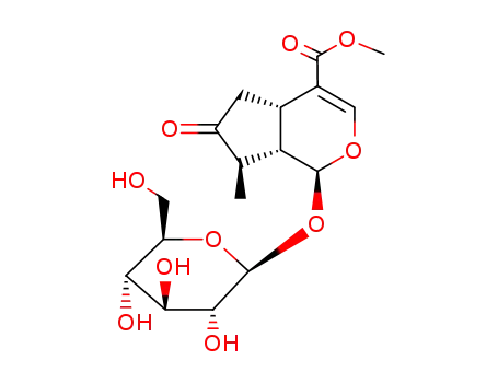 Molecular Structure of 152-91-0 (Cyclopenta[c]pyran-4-carboxylicacid, 1-(b-D-glucopyranosyloxy)-1,4a,5,6,7,7a-hexahydro-7-methyl-6-oxo-,methyl ester, (1S,4aS,7R,7aS)-)