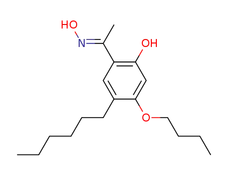 Molecular Structure of 101002-18-0 (Ethanone, 1-(4-butoxy-5-hexyl-2-hydroxyphenyl)-, oxime)