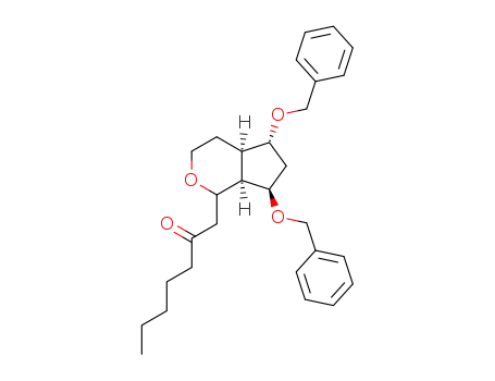 Molecular Structure of 88365-31-5 (2-Heptanone,
1-[octahydro-5,7-bis(phenylmethoxy)cyclopenta[c]pyran-1-yl]-)