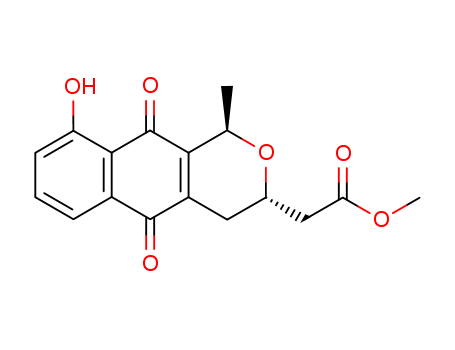 58286-56-9,Nanaomycin A methyl ester,trans-methyl (3,4-dihydro-5,10-dioxo-9-hydroxy-1-methyl-1H-naphtho(2,3-c)pyran-3-yl)acetate;trans-methyl (3,4-dihydro-5,10-dioxo-9-hydroxy-1-methyl-1H-naphtho[2,3-c]pyran-3-yl)acetate;nanaomycin A methyl ester;