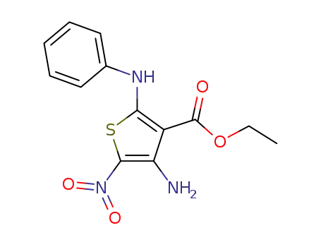 3-Thiophenecarboxylic acid, 4-amino-5-nitro-2-(phenylamino)-, ethyl
ester