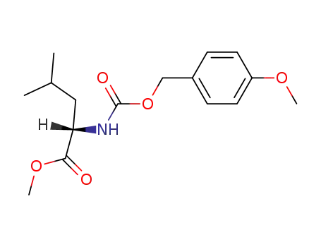 Molecular Structure of 62188-78-7 (L-Leucine, N-[[(4-methoxyphenyl)methoxy]carbonyl]-, methyl ester)